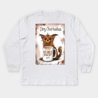 Dirty Chai-huahua Kids Long Sleeve T-Shirt